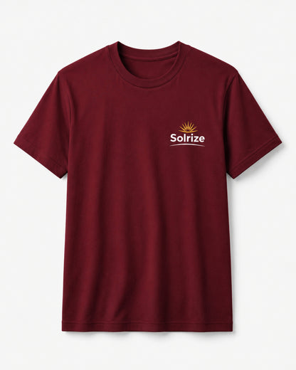 Solrize Essential Maroon Tee front view premium minimal t-shirt